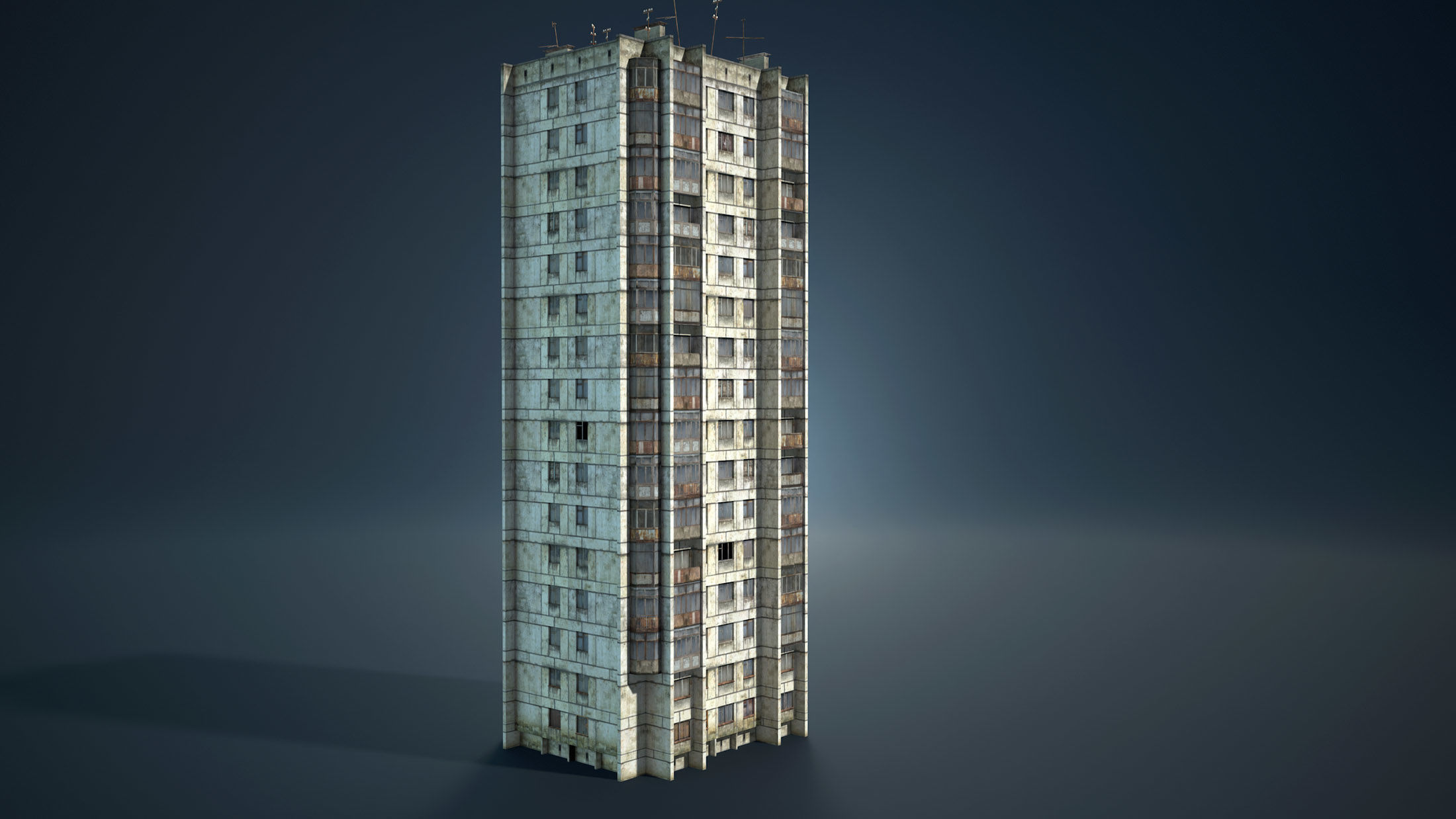 Abandoned Soviet House Collection - White Panels Low-poly 3D model_21