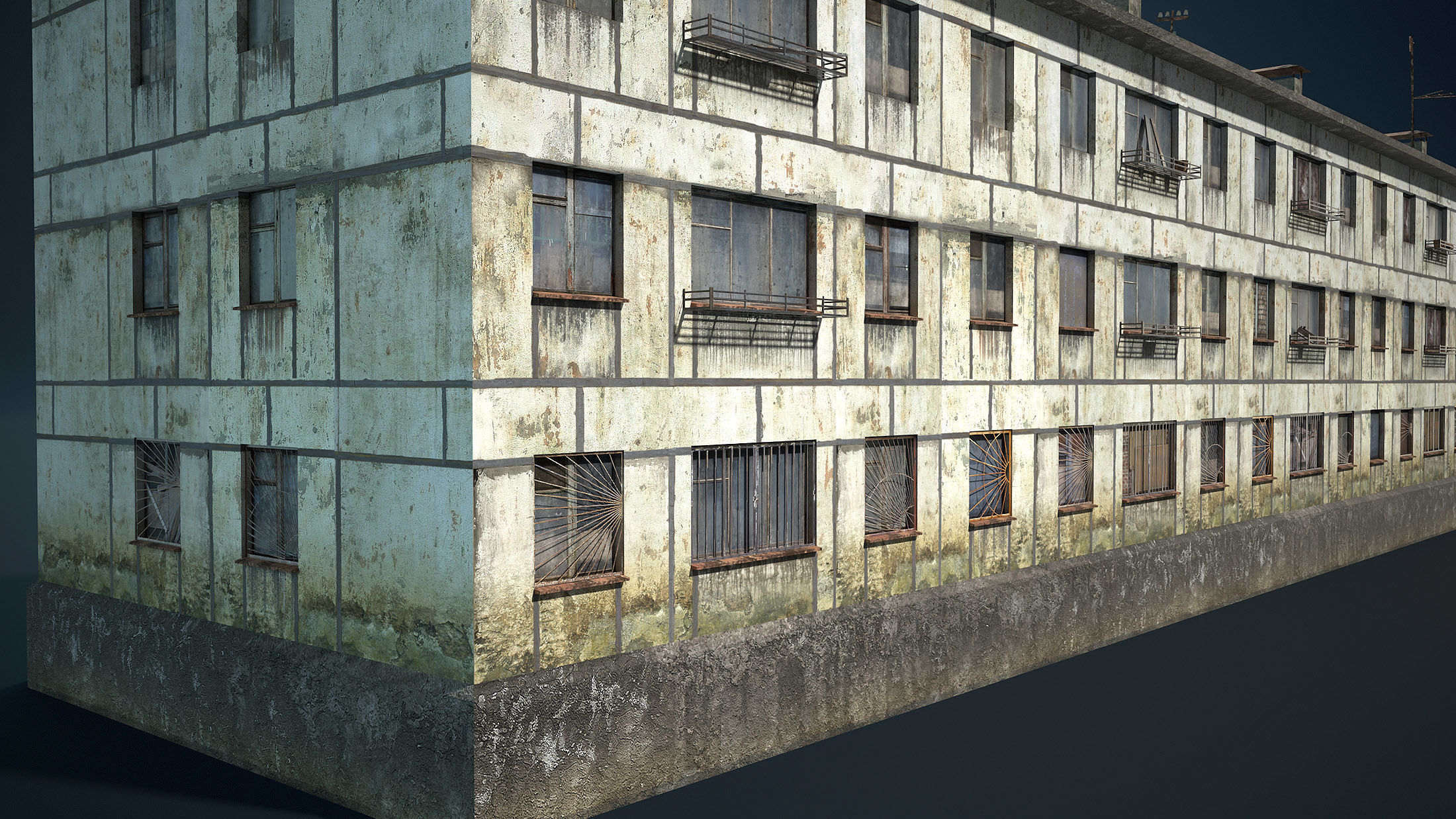 Abandoned Soviet House Collection - White Panels Low-poly 3D model_4