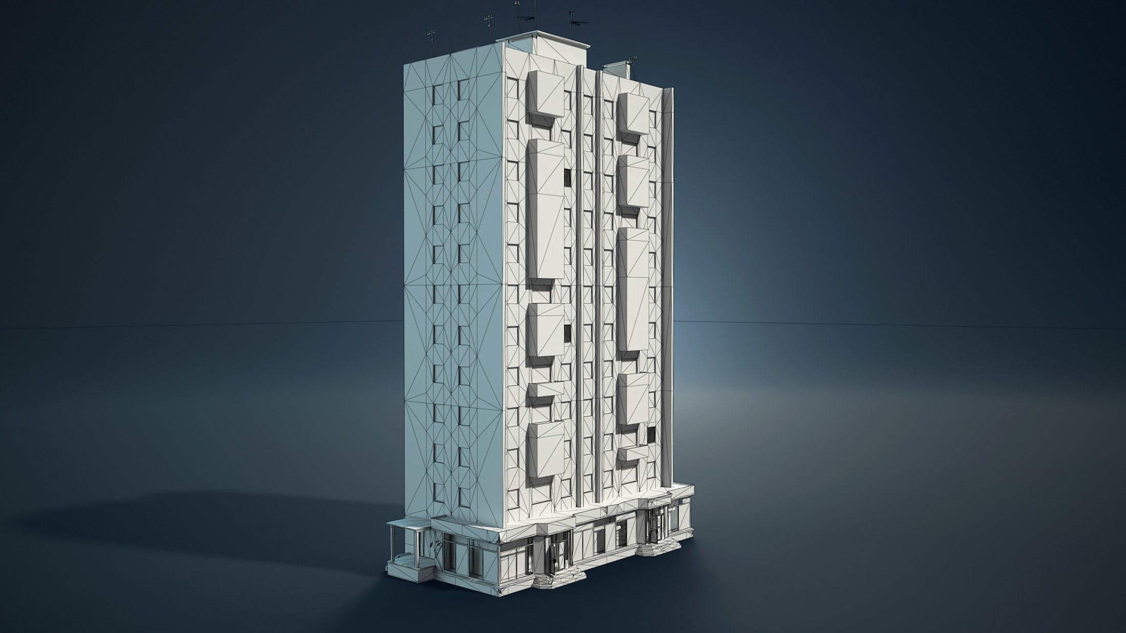 Abandoned Soviet House Collection - White Panels Low-poly 3D model_16