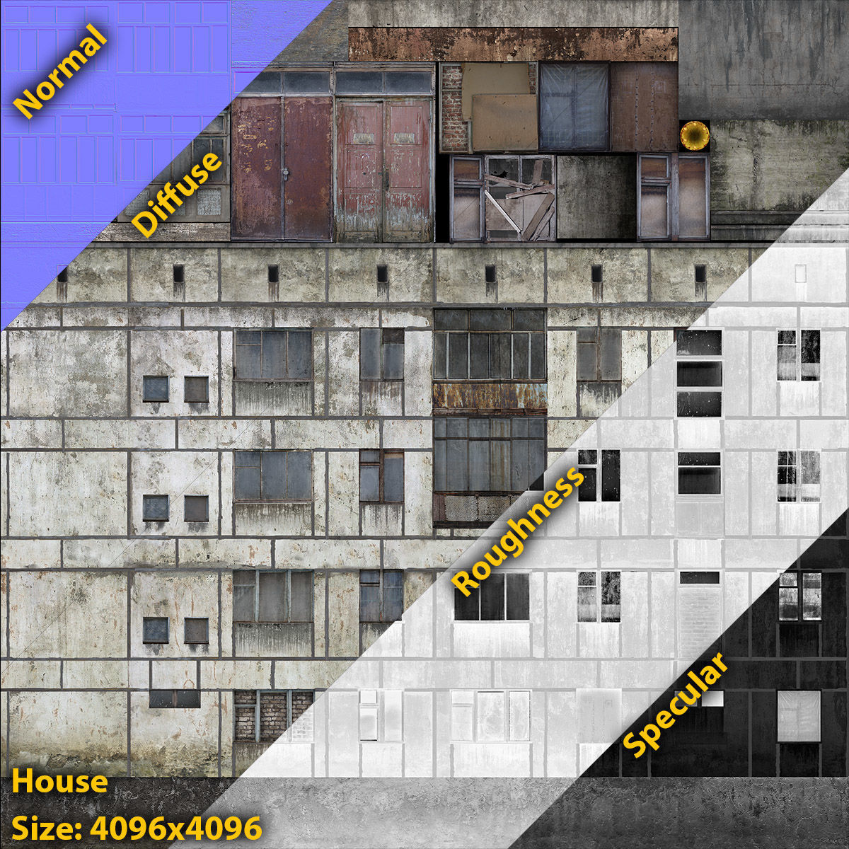Abandoned Soviet House Collection - White Panels Low-poly 3D model_24