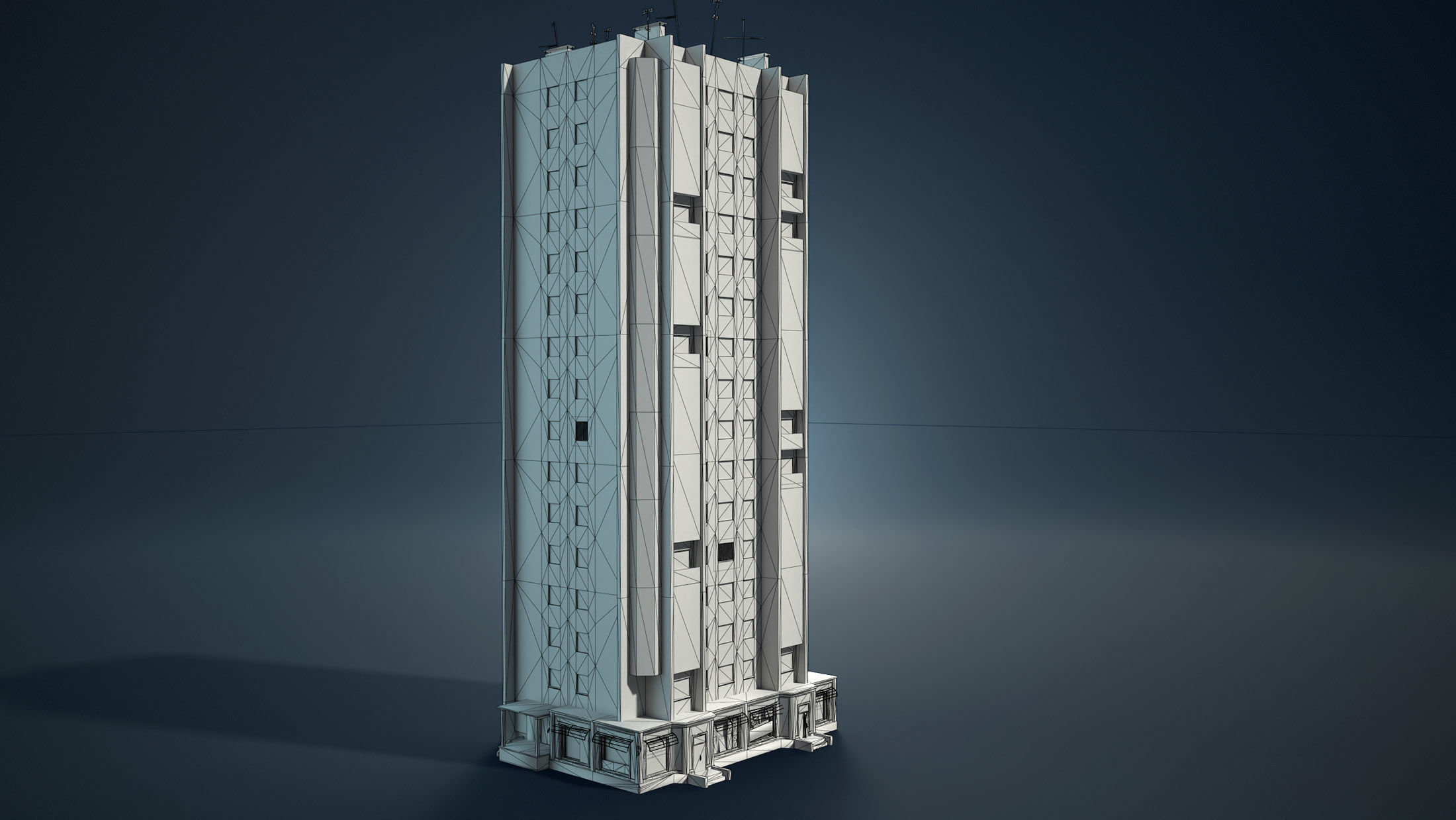 Abandoned Soviet House Collection - White Panels Low-poly 3D model_20