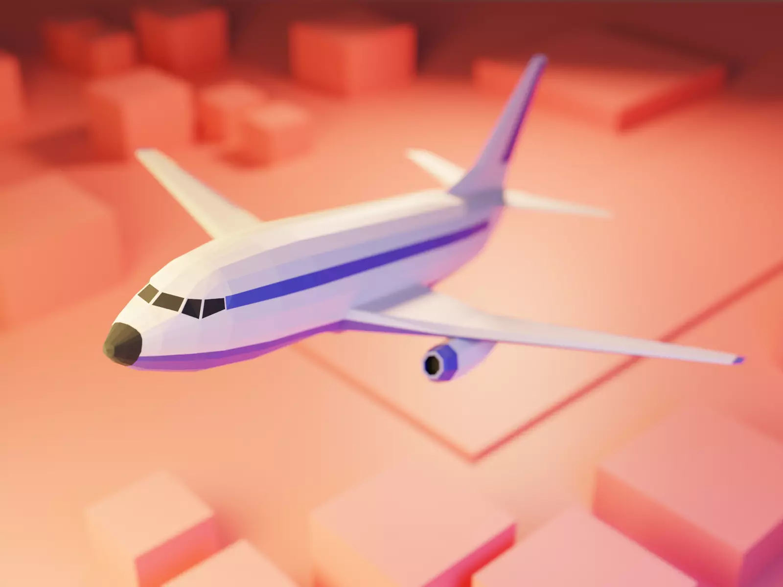 Isometric Airplane   Low-poly 3D model_0