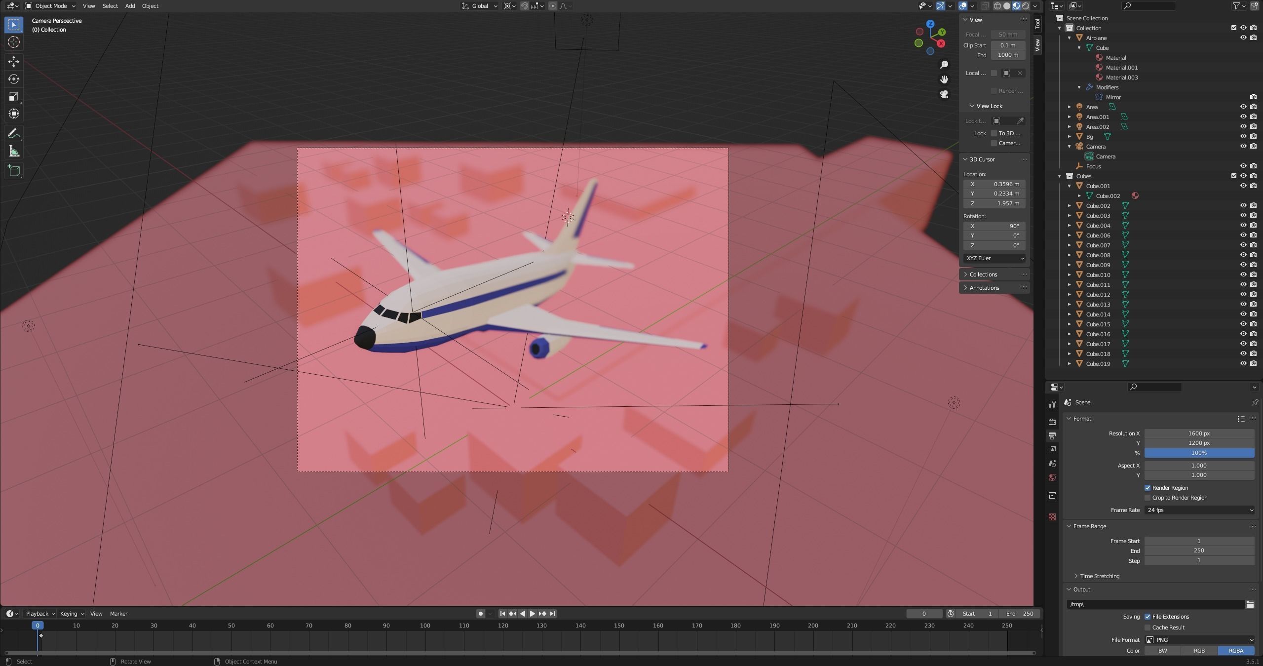 Isometric Airplane   Low-poly 3D model_1
