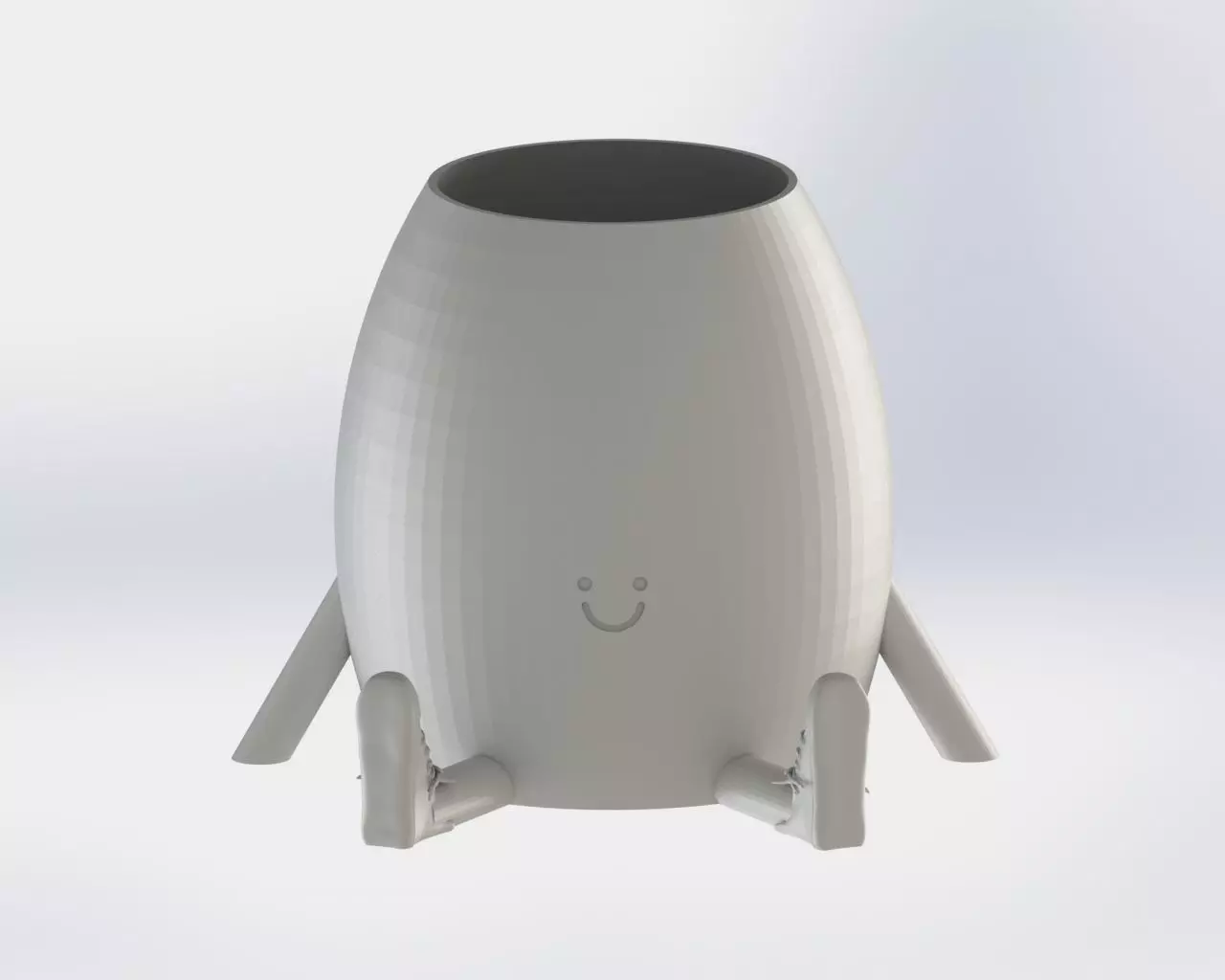 Smiling Sitting Pen Holder Egg Shape 3D print model_0