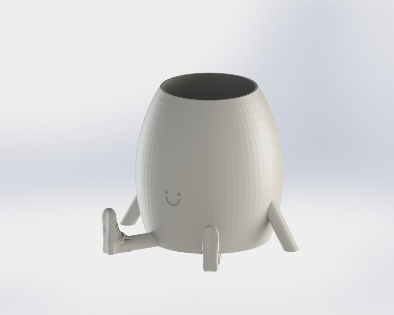Smiling Sitting Pen Holder Egg Shape 3D print model_1