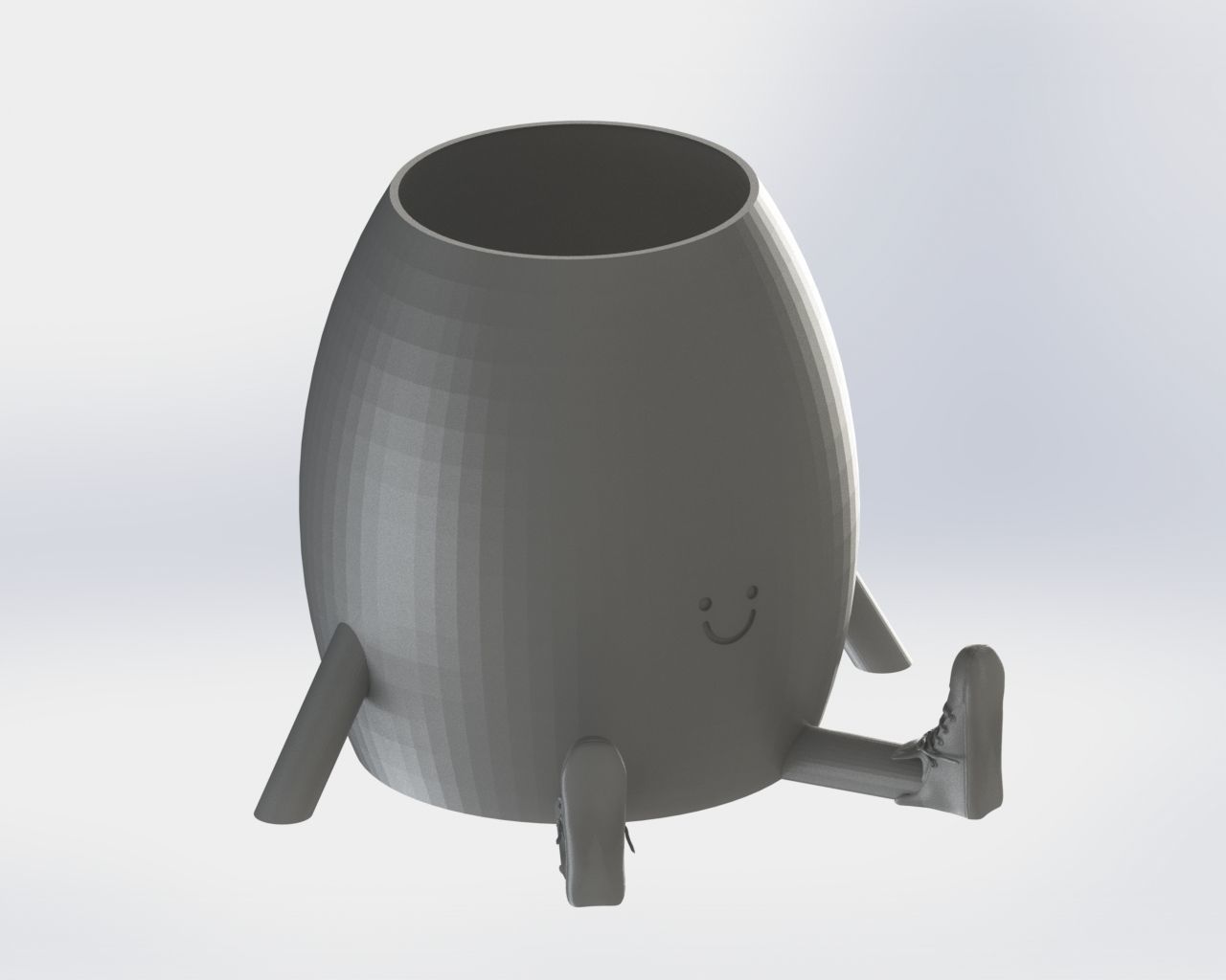 Smiling Sitting Pen Holder Egg Shape 3D print model_4