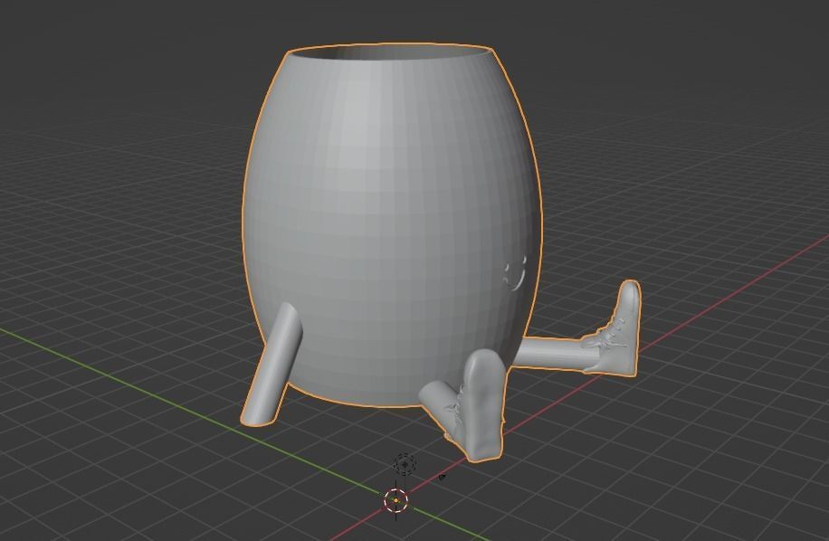 Smiling Sitting Pen Holder Egg Shape 3D print model_3