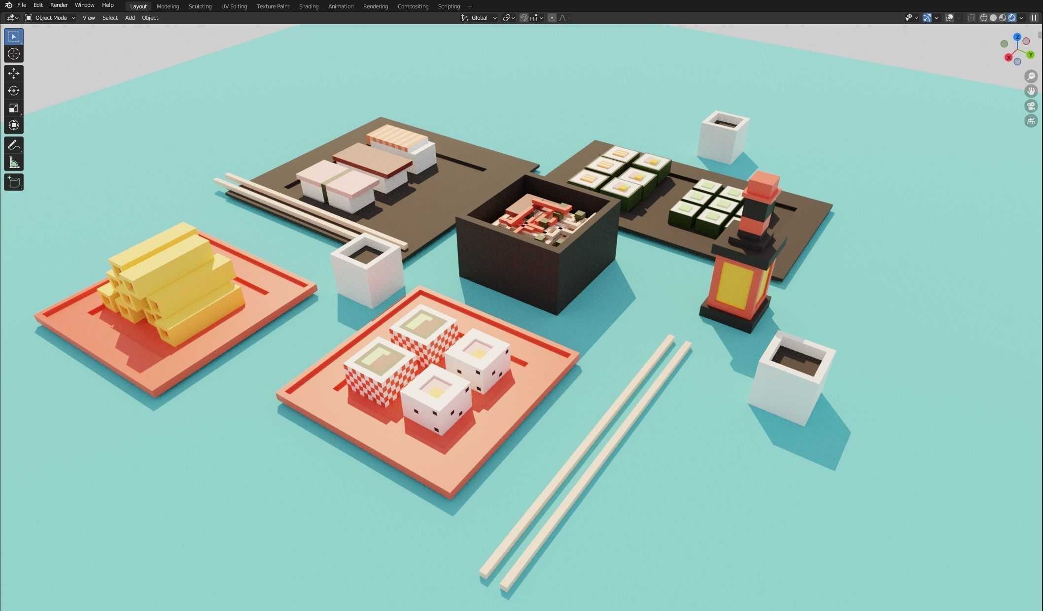 Isometric Sushi  Low-poly 3D model_2