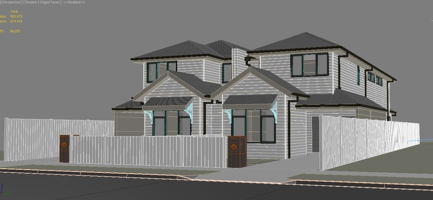 Double story house and Suburban house for backgrounds 3D Model Collection_4