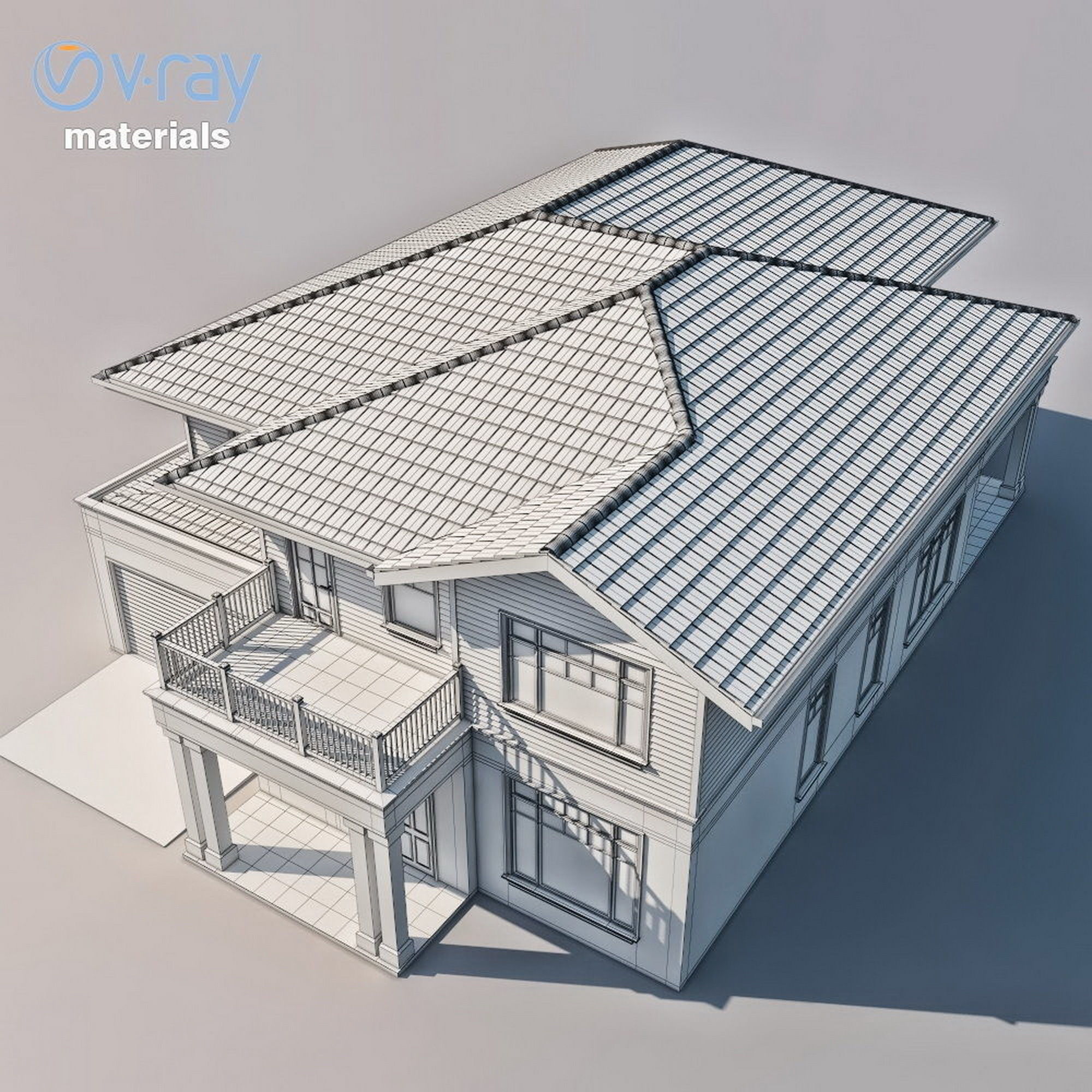 Double story house and Suburban house for backgrounds 3D Model Collection_16