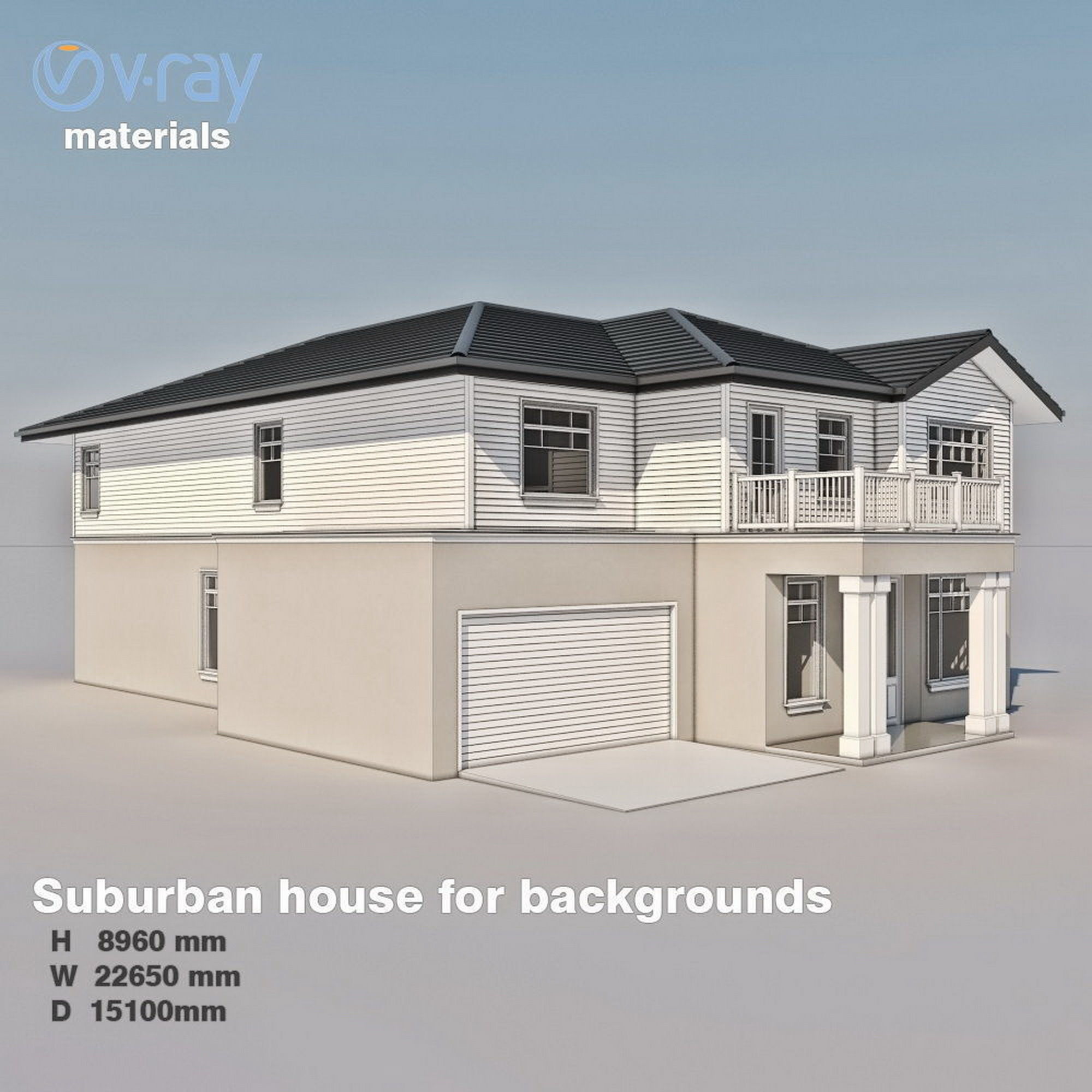 Double story house and Suburban house for backgrounds 3D Model Collection_13