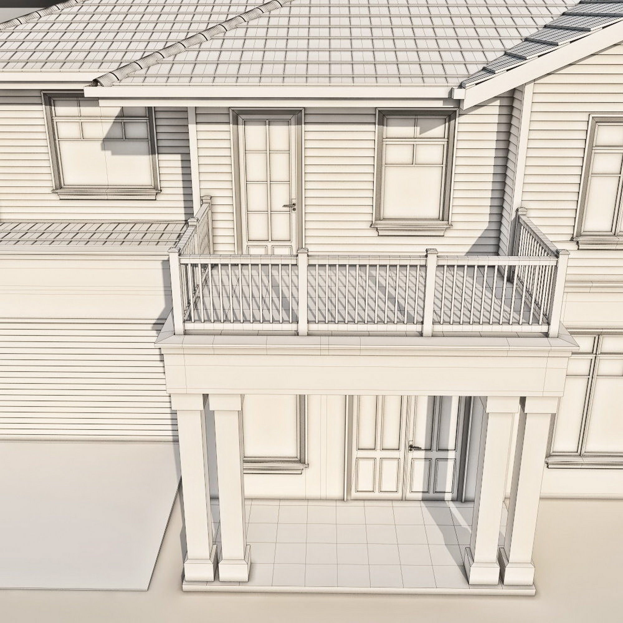 Double story house and Suburban house for backgrounds 3D Model Collection_15