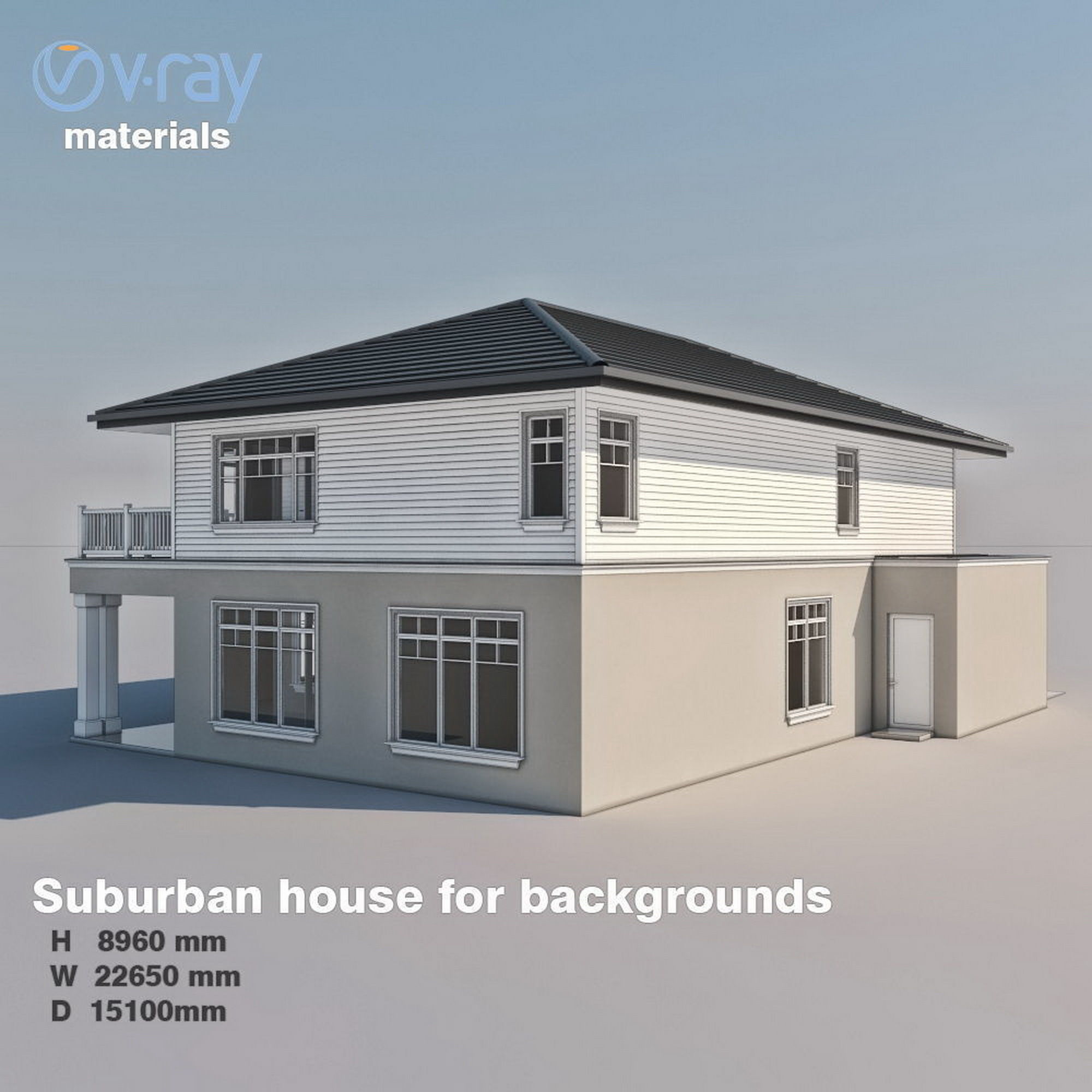 Double story house and Suburban house for backgrounds 3D Model Collection_11