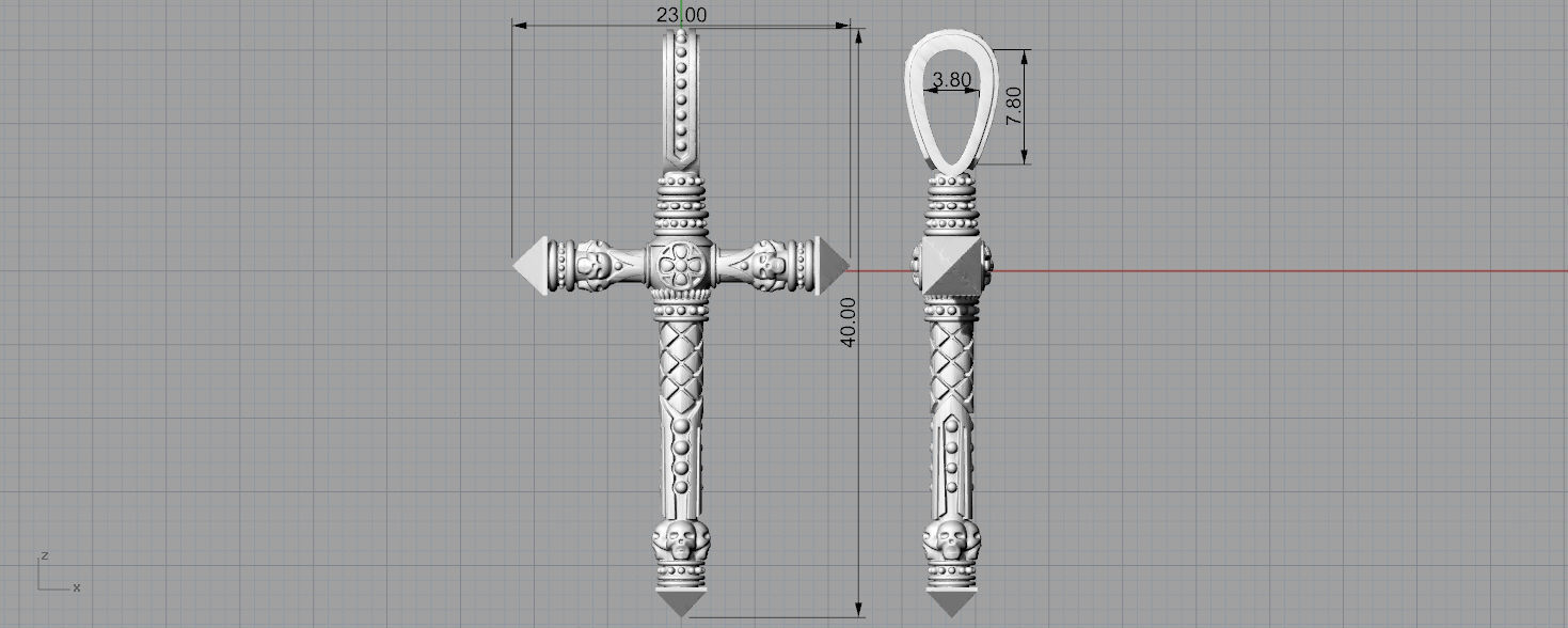 Cross pendant 3D print model_3
