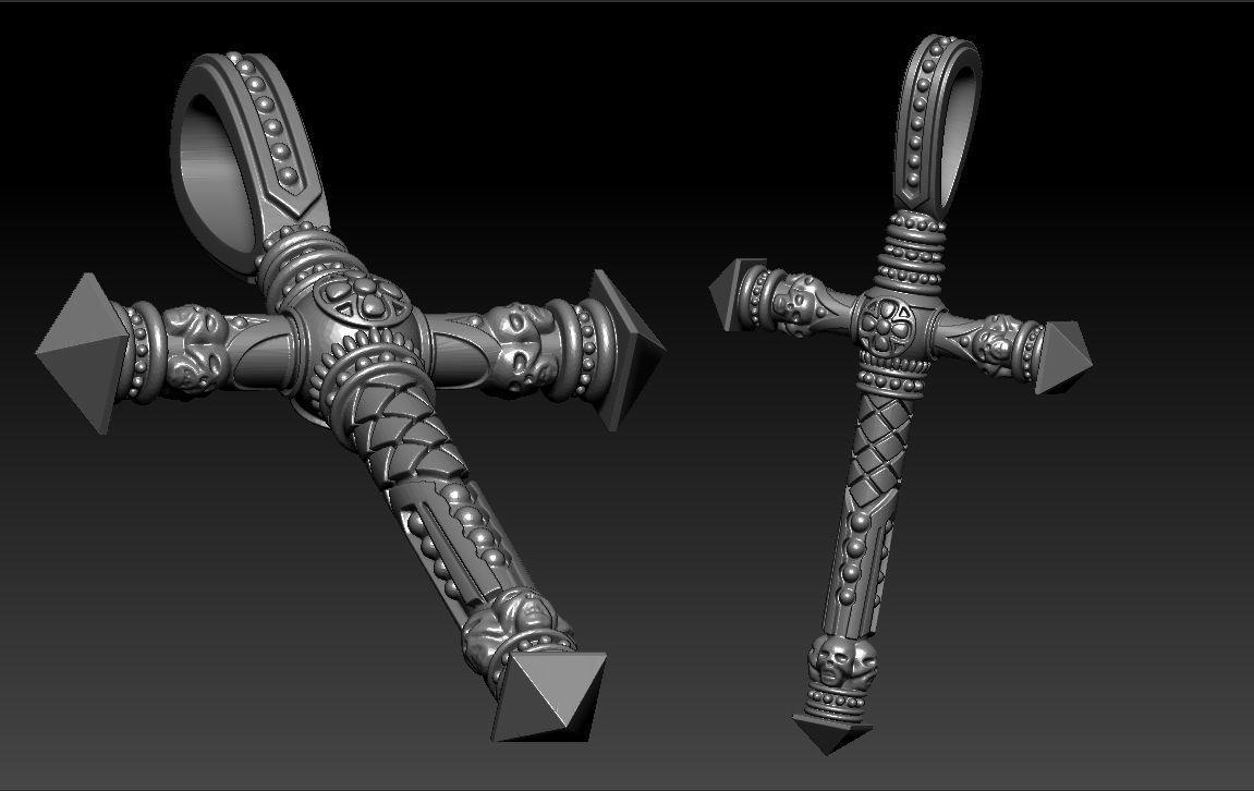 Cross pendant 3D print model_1