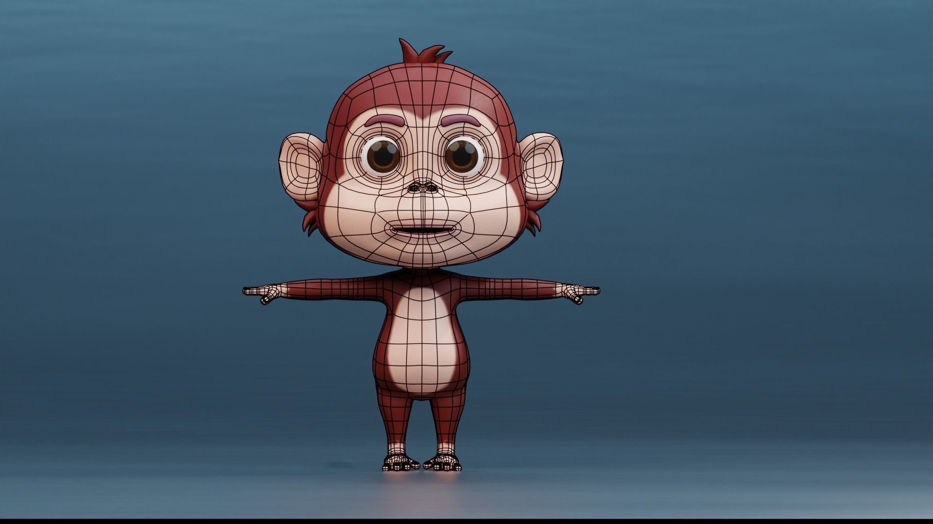 Cute Cartoon Monkey Rigged Low-poly 3D model_6