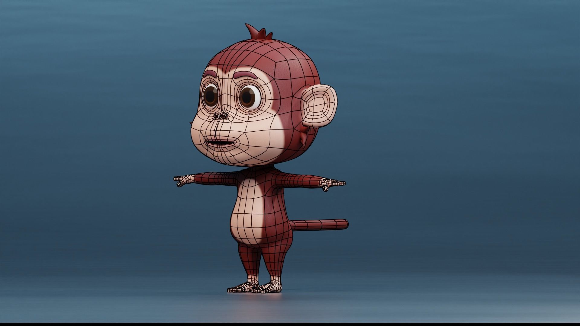 Cute Cartoon Monkey Rigged Low-poly 3D model_8