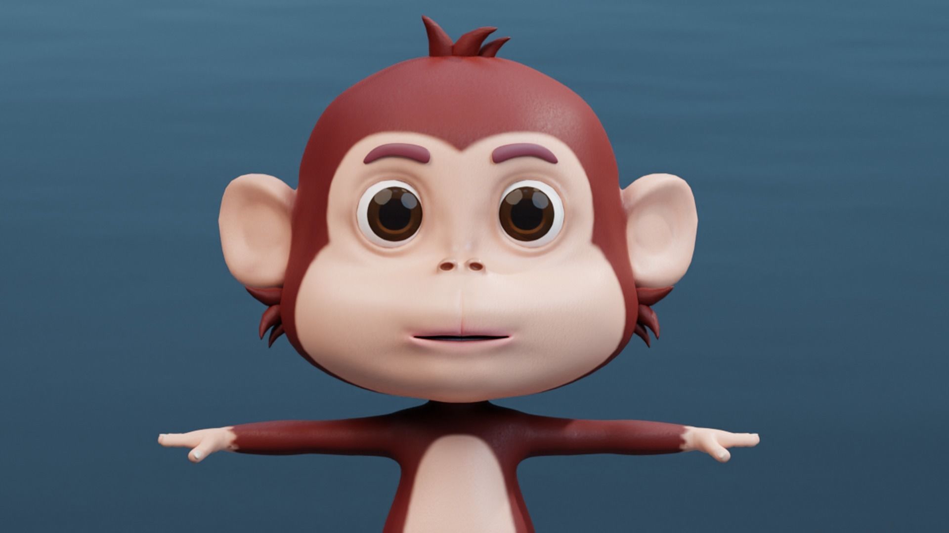 Cute Cartoon Monkey Rigged Low-poly 3D model_4