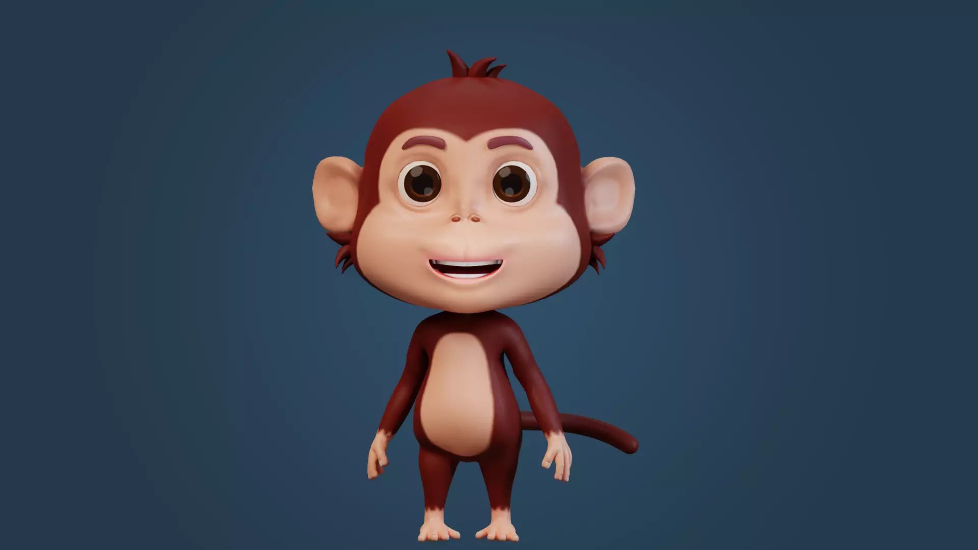 Cute Cartoon Monkey Rigged Low-poly 3D model_0