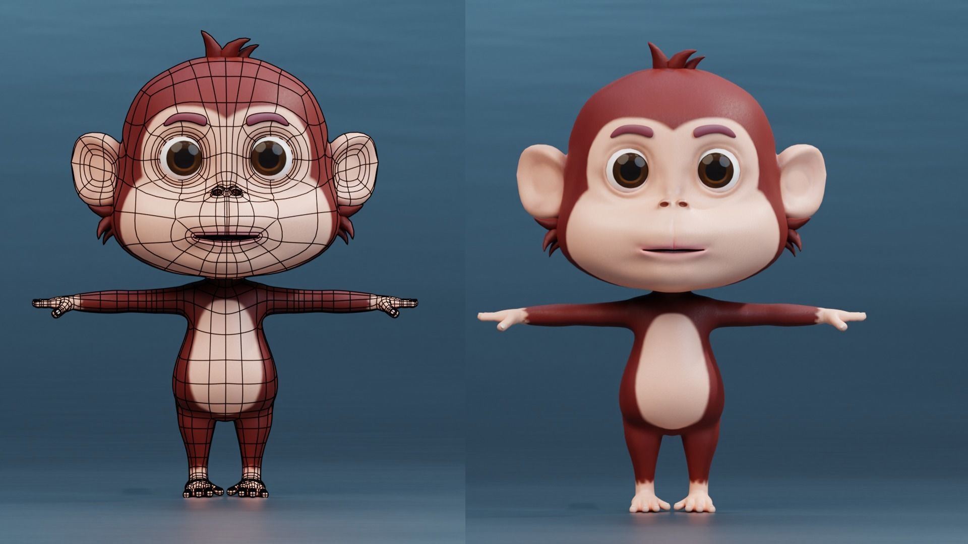 Cute Cartoon Monkey Rigged Low-poly 3D model_15
