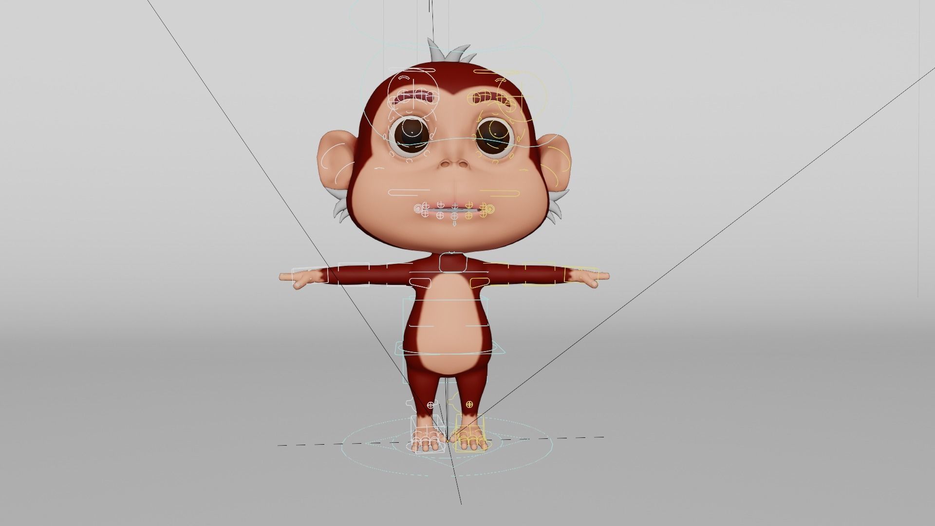 Cute Cartoon Monkey Rigged Low-poly 3D model_20