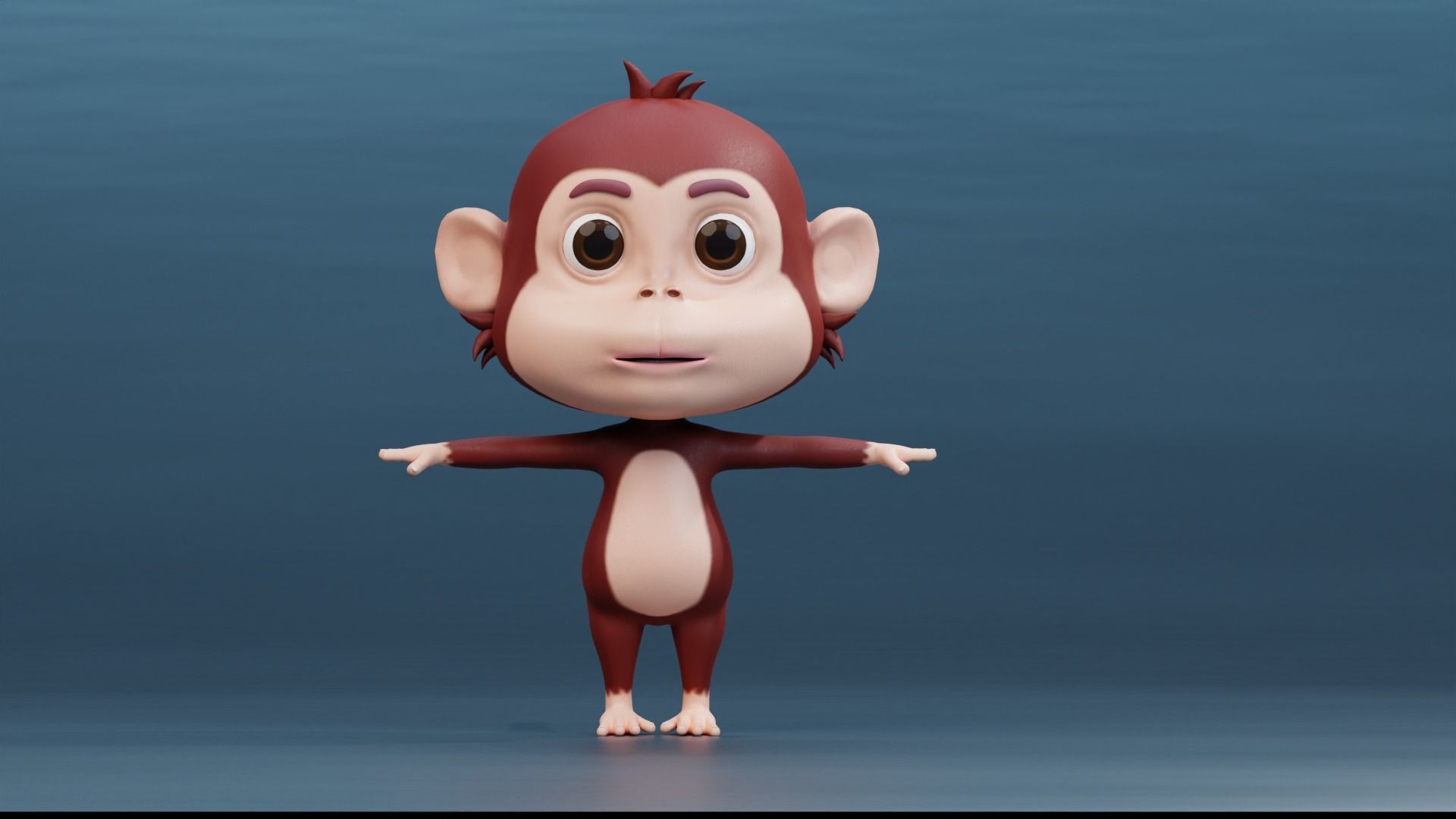 Cute Cartoon Monkey Rigged Low-poly 3D model_5