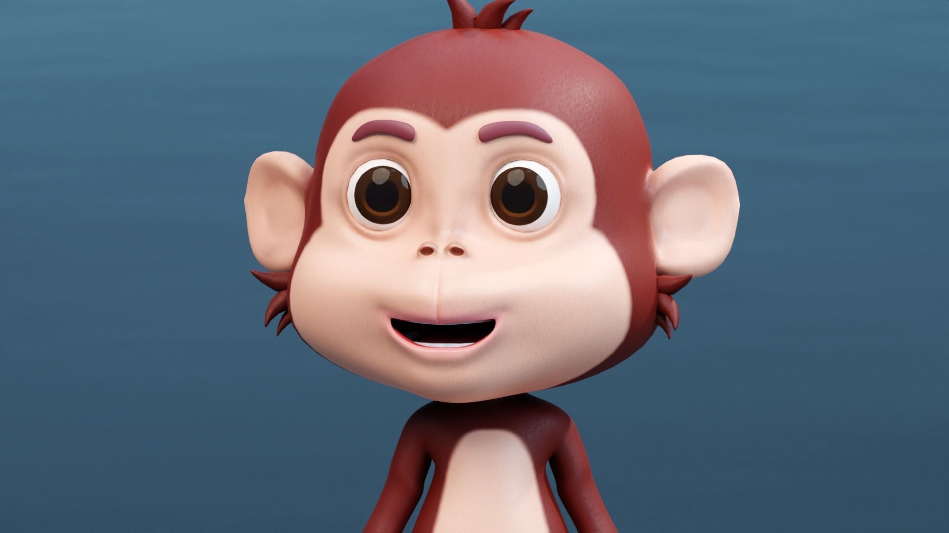 Cute Cartoon Monkey Rigged Low-poly 3D model_2