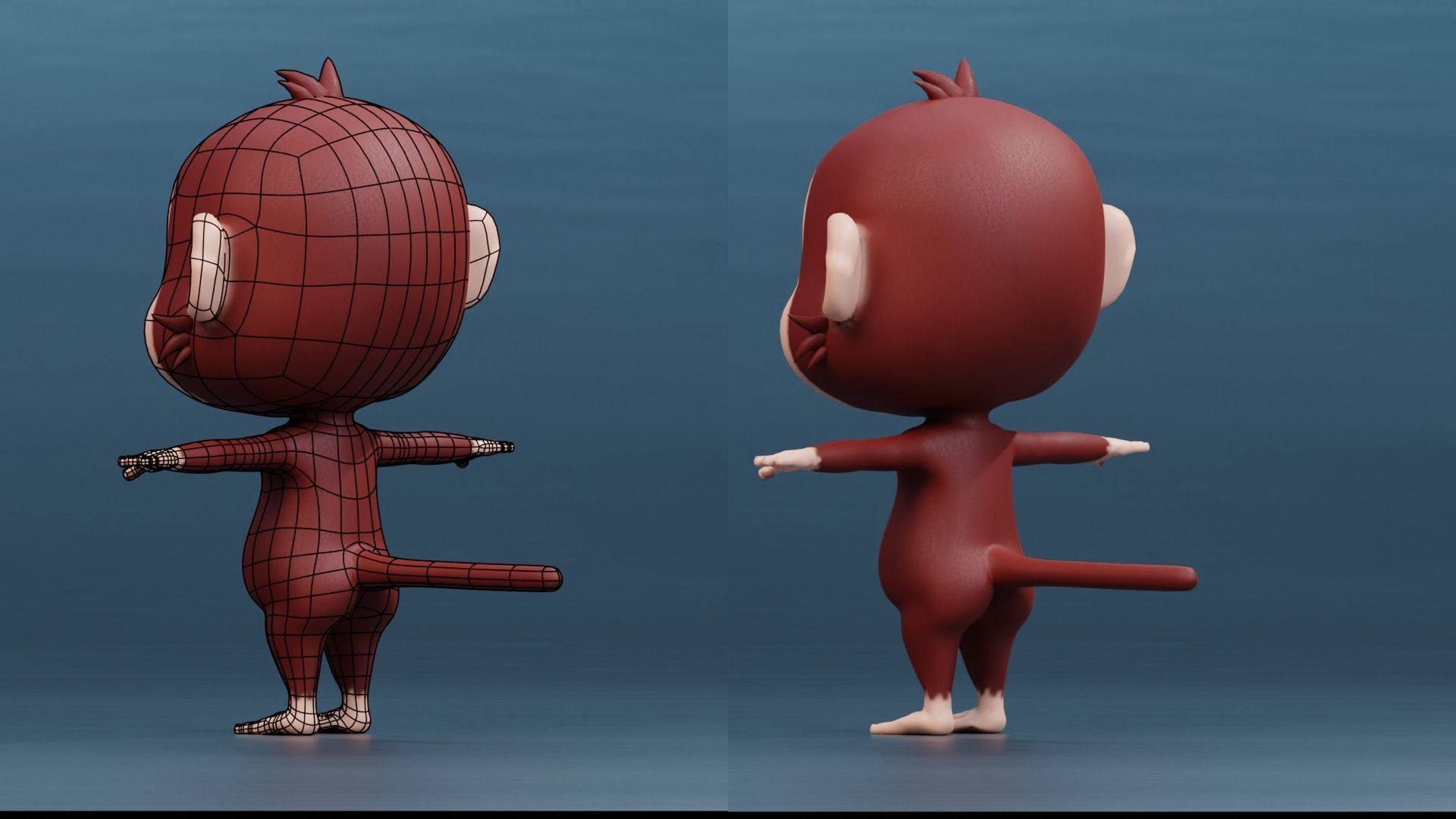 Cute Cartoon Monkey Rigged Low-poly 3D model_17