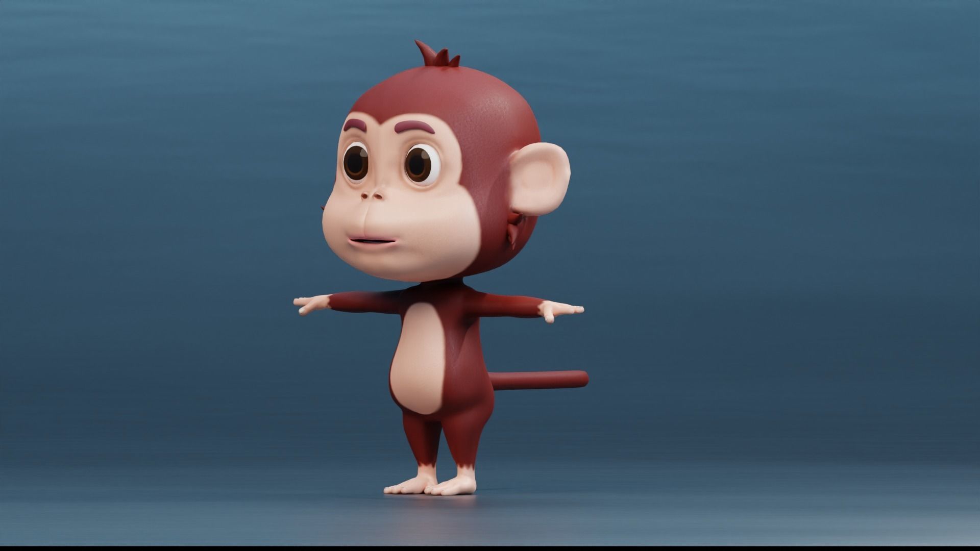 Cute Cartoon Monkey Rigged Low-poly 3D model_7