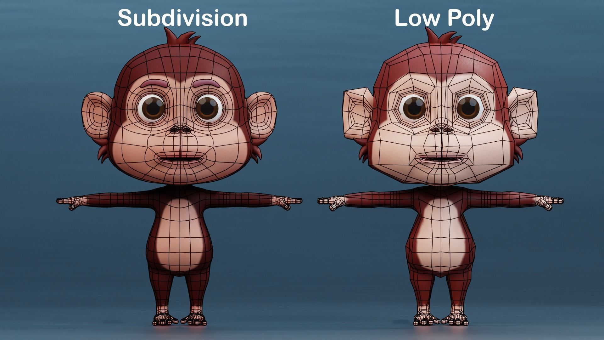 Cute Cartoon Monkey Rigged Low-poly 3D model_3