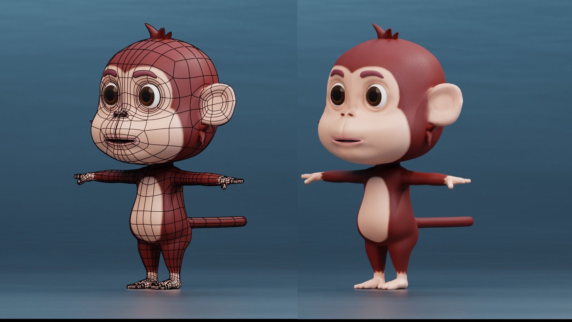 Cute Cartoon Monkey Rigged Low-poly 3D model_16