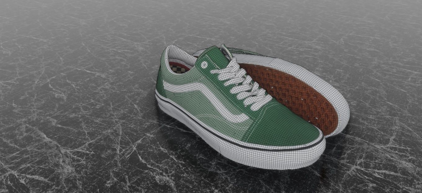 VANS 3D SHOES - GREEN Low-poly 3D model_10