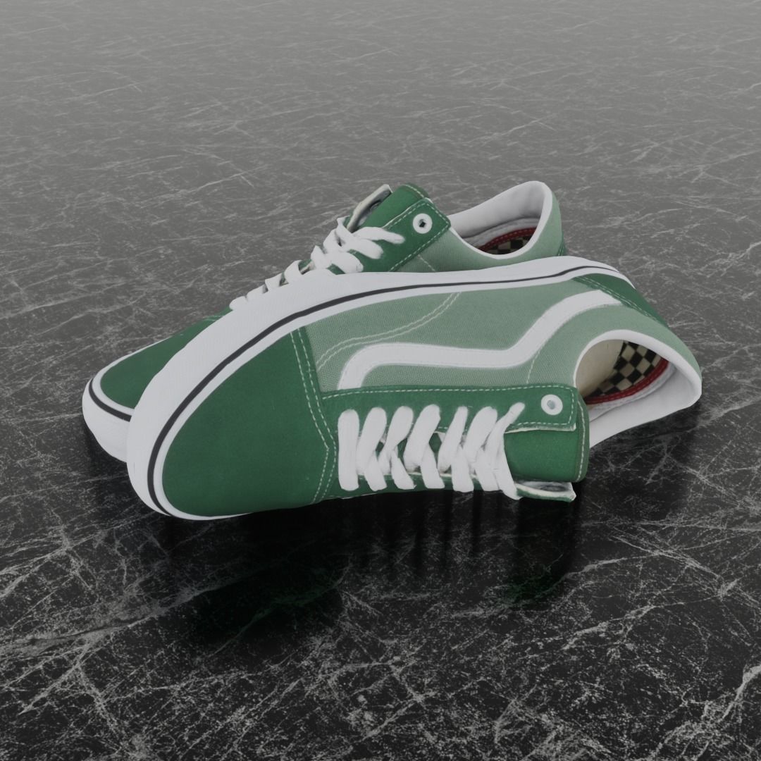 VANS 3D SHOES - GREEN Low-poly 3D model_1