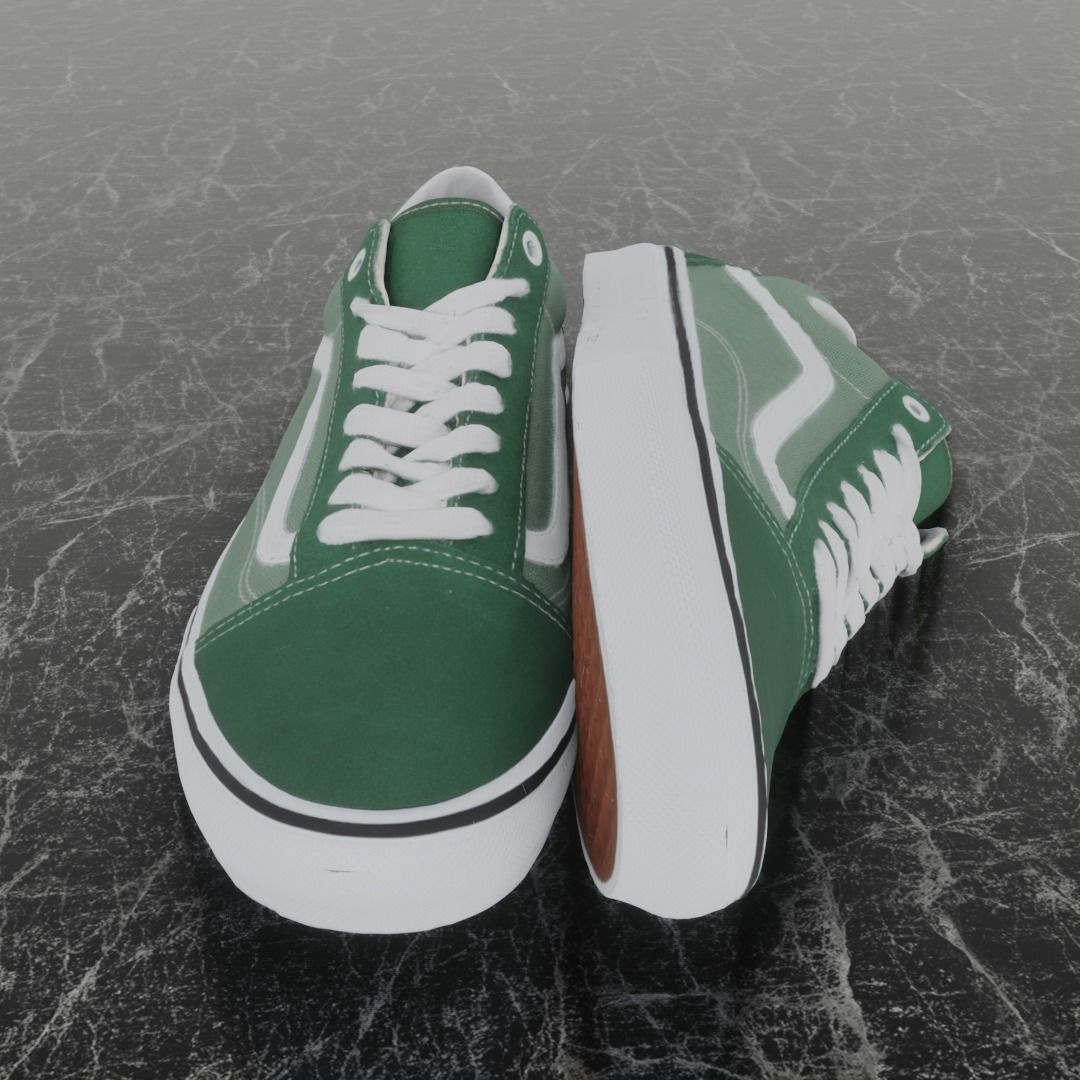 VANS 3D SHOES - GREEN Low-poly 3D model_3