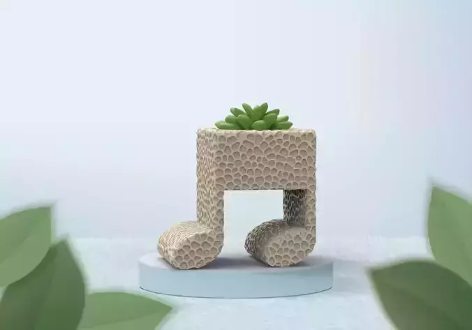 Vase Succulent Musical Notes Plants 3D print model