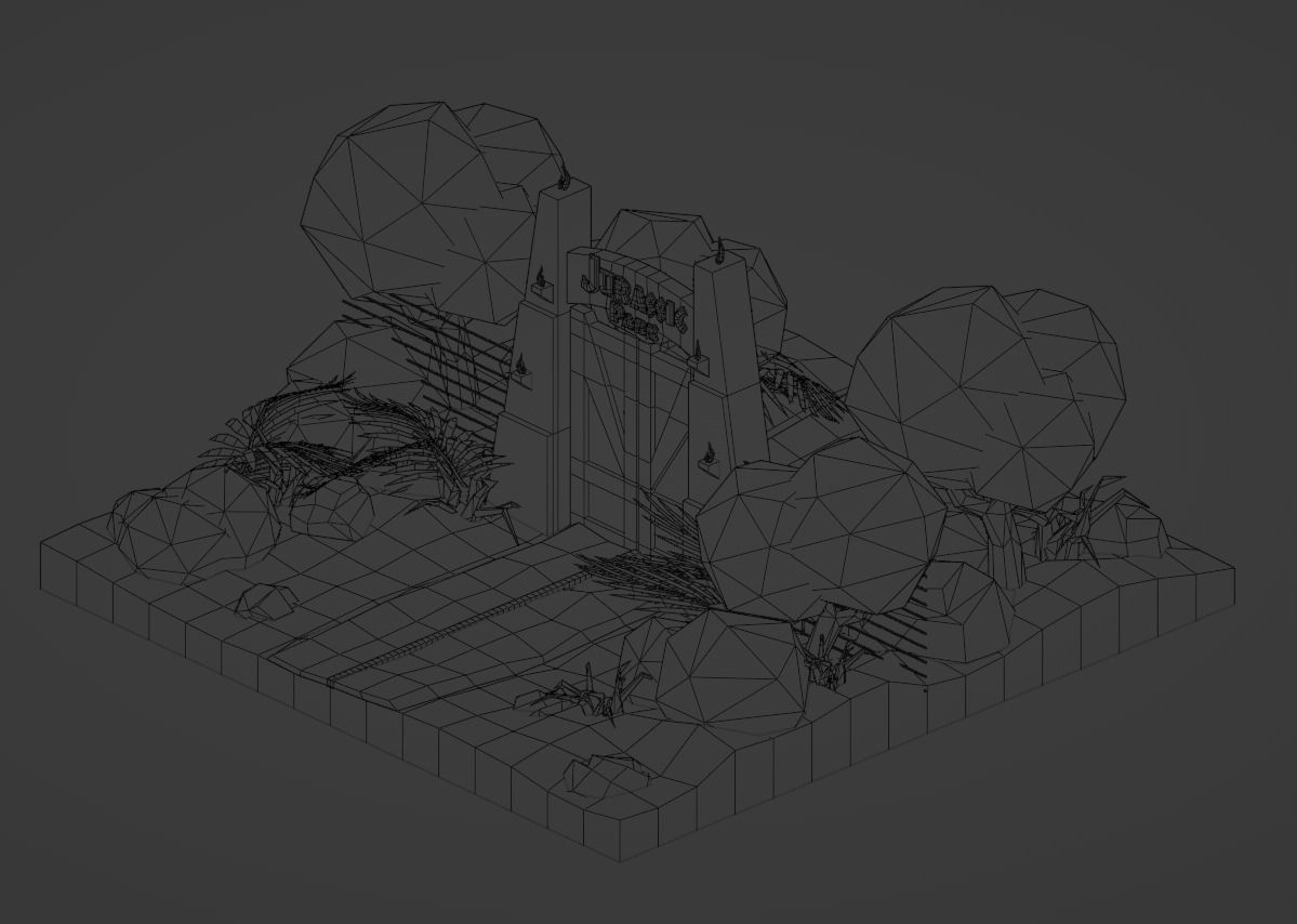 Isometric Jurassik Park Low-poly Low-poly 3D model_5