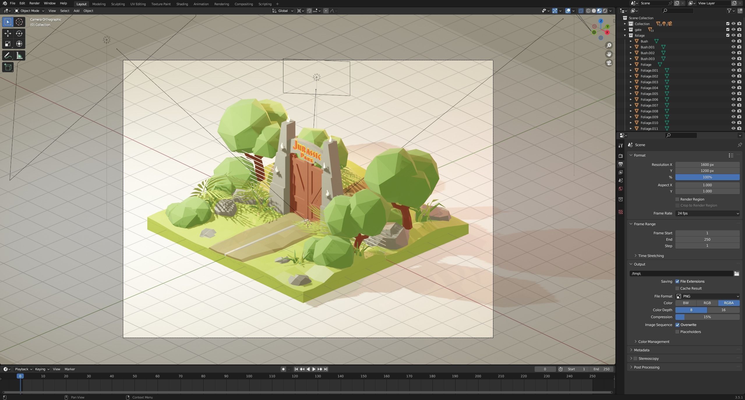 Isometric Jurassik Park Low-poly Low-poly 3D model_3
