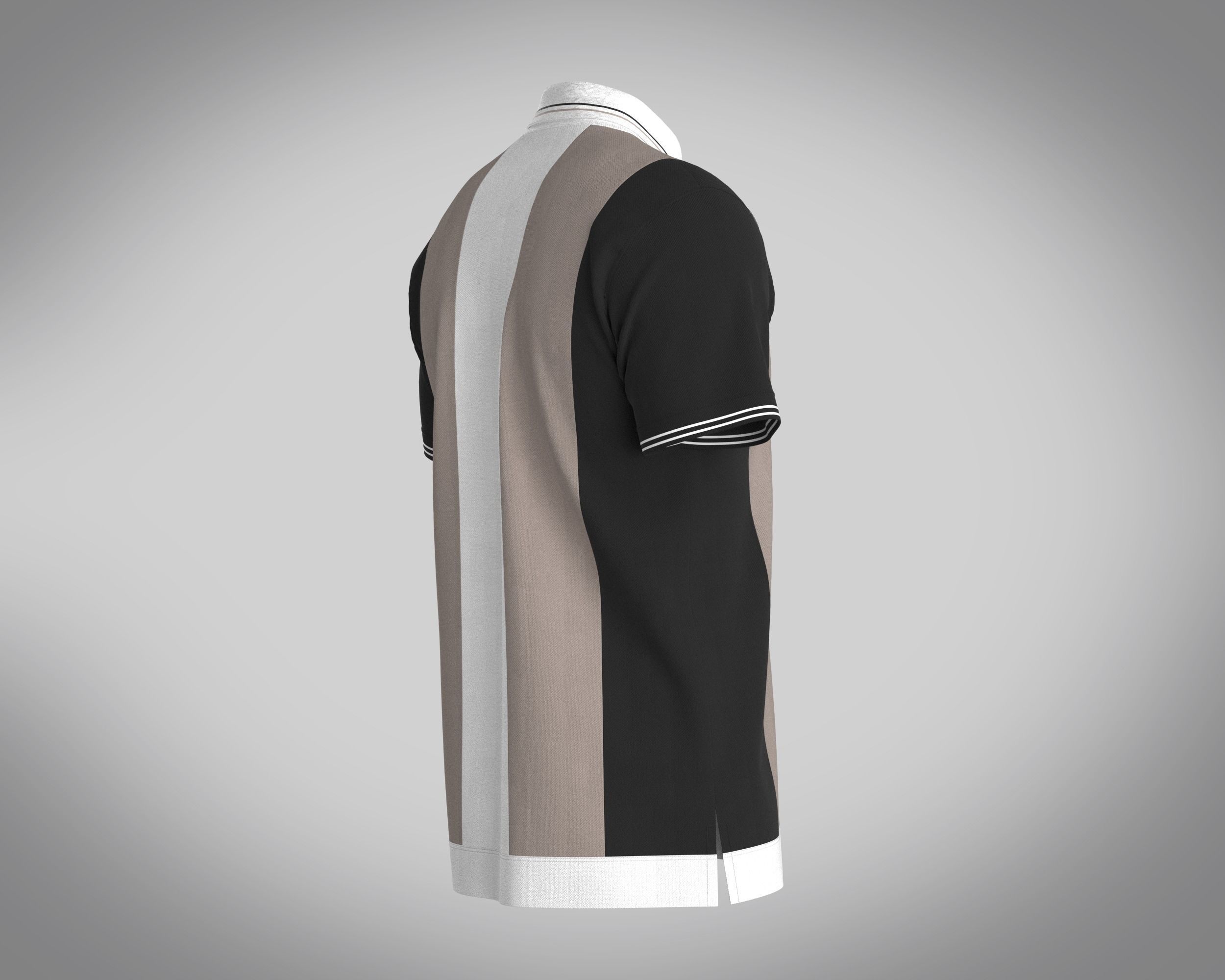 MENS HALF-ZIP STRIPED POLO T-SHIRT 3D model_2