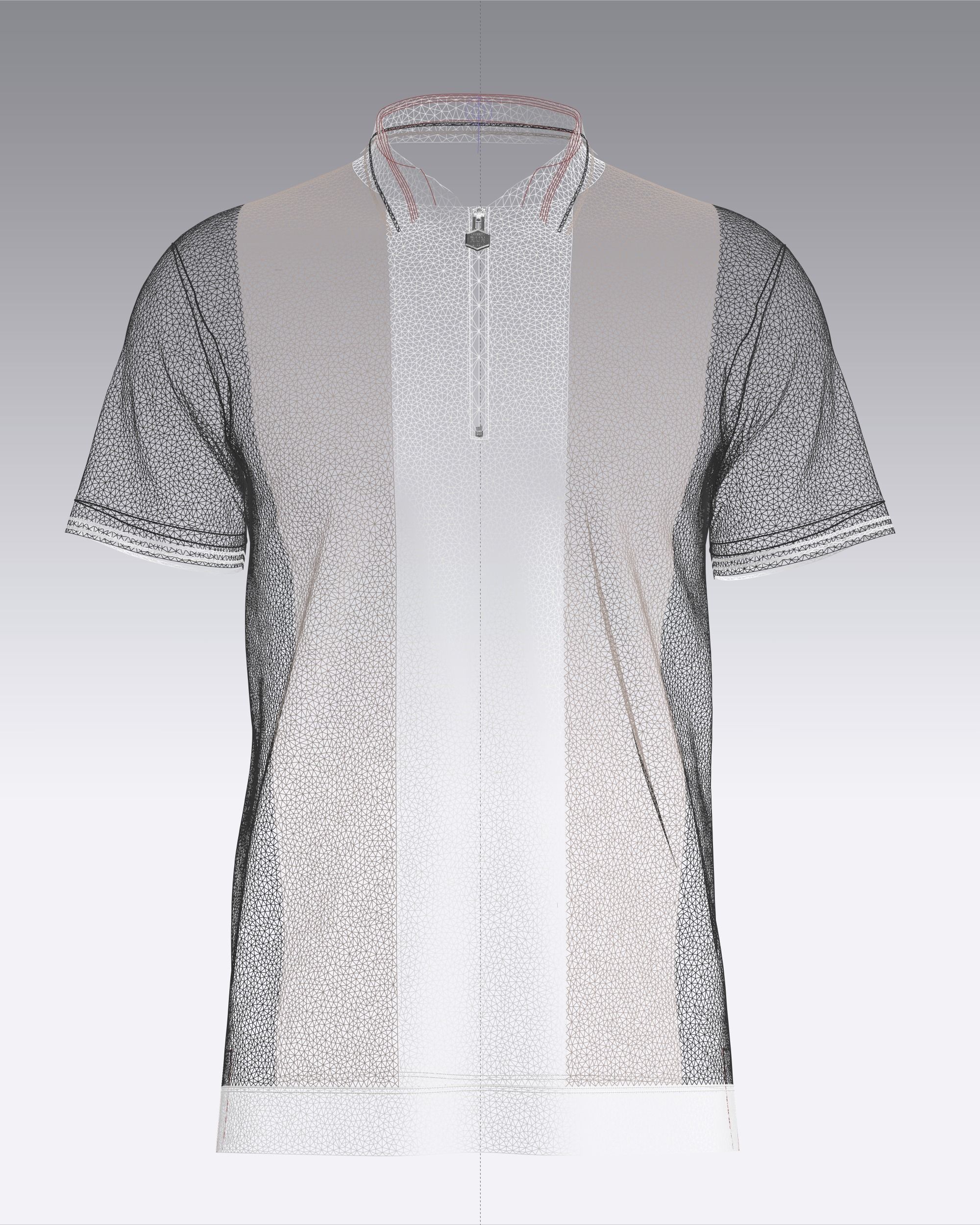 MENS HALF-ZIP STRIPED POLO T-SHIRT 3D model_10