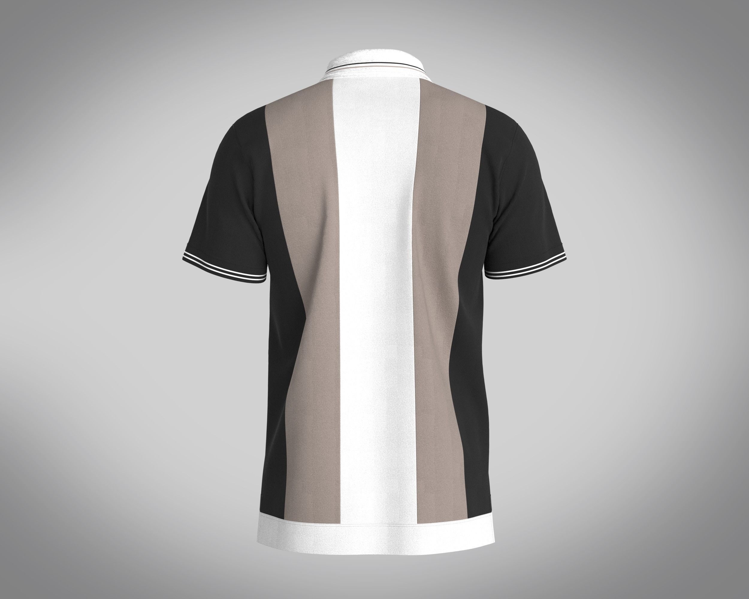 MENS HALF-ZIP STRIPED POLO T-SHIRT 3D model_3