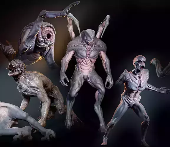 A set of game Alien Monsters 3D Model Collection