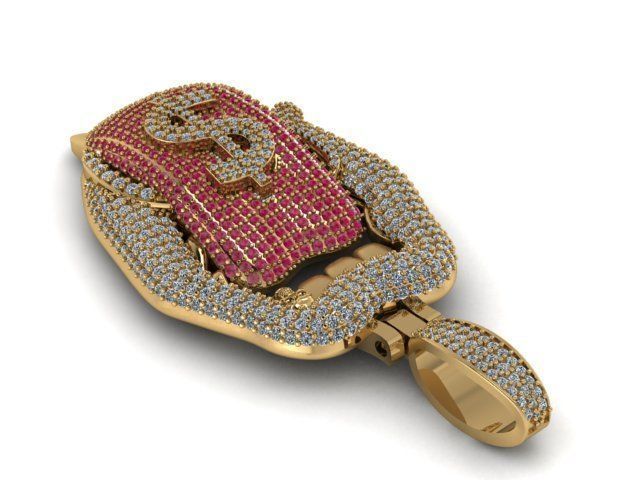 Lip Pendant 3D print model_5