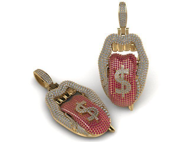 Lip Pendant 3D print model_3