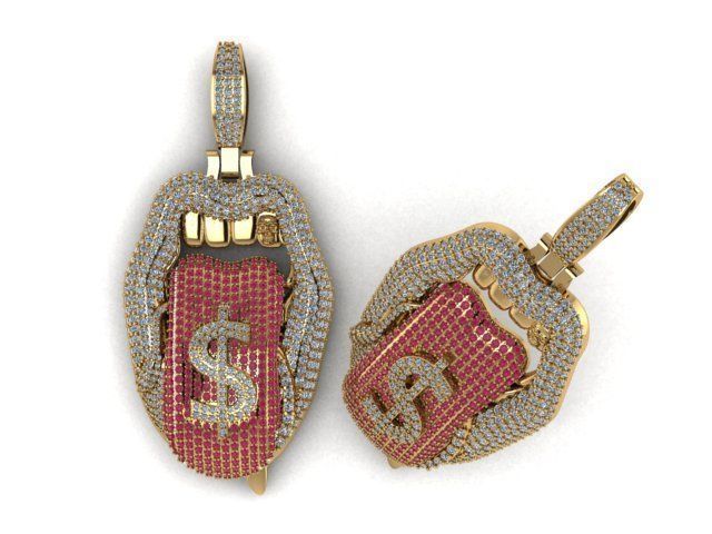 Lip Pendant 3D print model_7