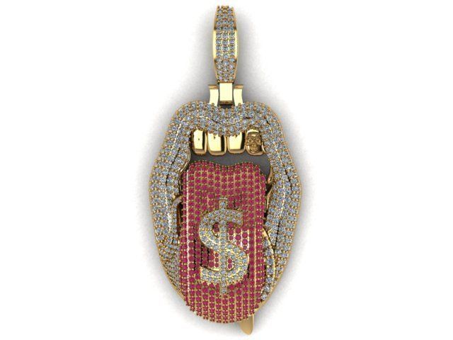 Lip Pendant 3D print model_8