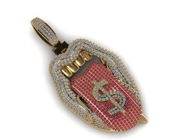 Lip Pendant 3D print model_1