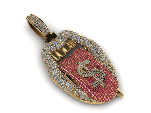 Lip Pendant 3D print model_9