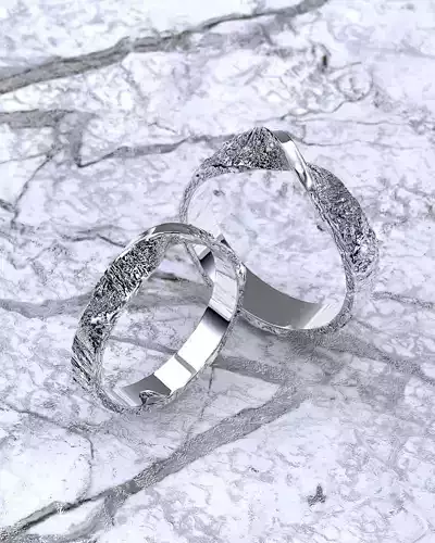 Mobius rings with stone texture 3D print model