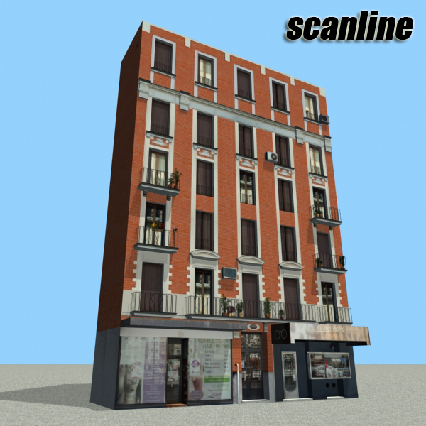 Building Collection 61-64 Low-poly 3D model_29