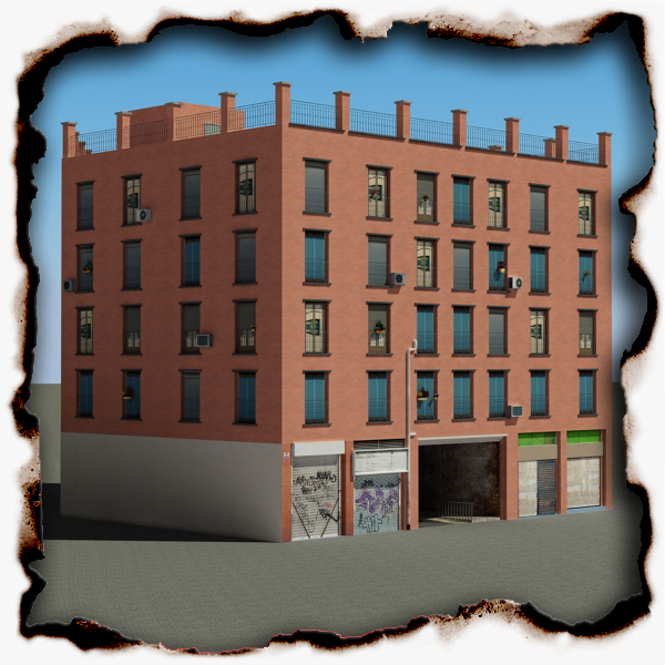 Building Collection 61-64 Low-poly 3D model_4